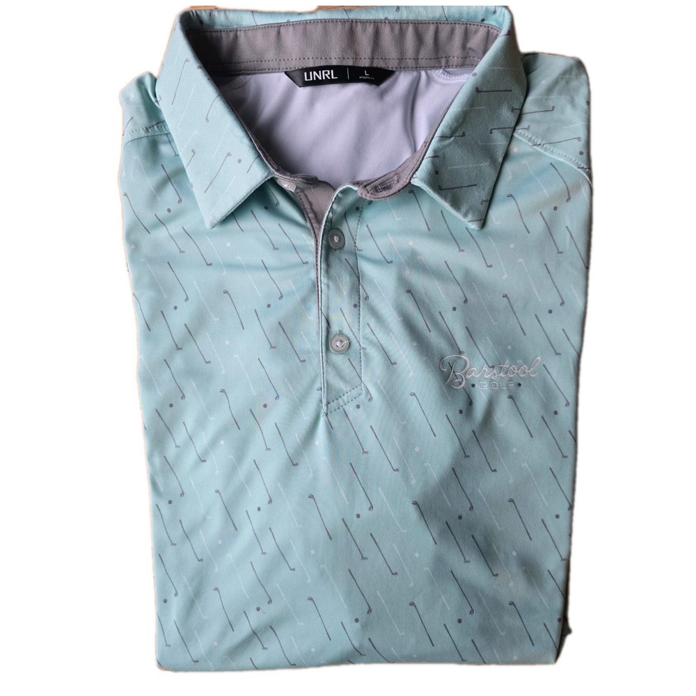 UNRL Barstool Sports Fore Play Golf Polo Mint Green Club Mens L Performance